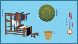 壮族民族文化物件矢量素材