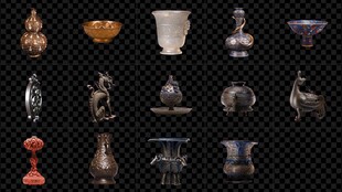 中华历史文物透明视频素材