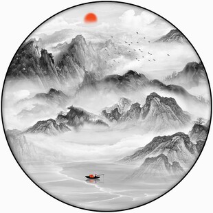 圆形意境山水