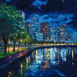 油画夜景城市素材-油画夜景城市图片-油画夜景城市设计模板-昵图网