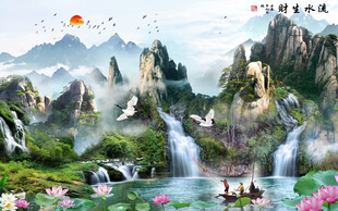 流水生财背景墙