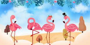 卡通火鸟背景墙