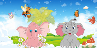 卡通大象背景墙