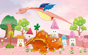 卡通粉色卡通背景墙