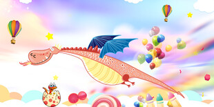 卡通彩色恐龙儿童房背景