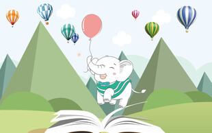 卡通大象儿童房背景墙