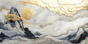 金箔水墨山水素材-金箔水墨山水图片-金箔水墨山水设计模板-昵图网