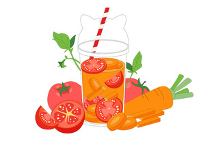 避暑清爽番茄胡萝卜汁蔬菜饮料