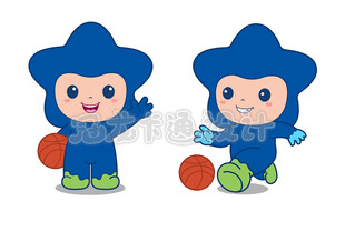 卡通打篮球的蓝色星星