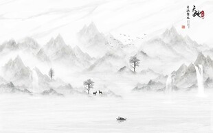 新中式石纹山水