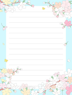 小清新桃花花卉信纸明信片便签纸