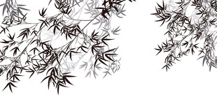 水墨风竹叶枝头景致