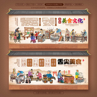 中华美食工装背景墙