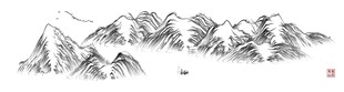新中式线条山水画