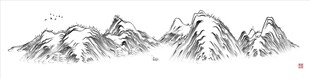 新中式山脉线条山水画