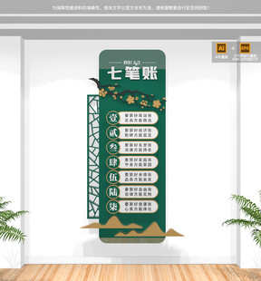 算好人生七笔账竖版文化墙