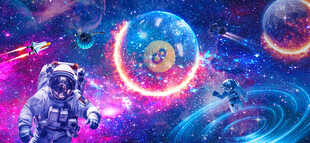 桌球室星空宇航员背景墙