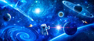 太空星球宇航员银河宇宙流星背景