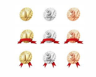 4K高清侧视银铜一二三名奖牌