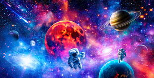 梦幻浩瀚星空宇宙星球太空背景墙