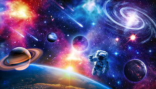 唯美太空黑洞宇宙星球流星背景墙