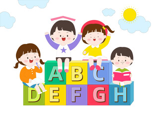 儿童学生学习英语课字母魔方积木