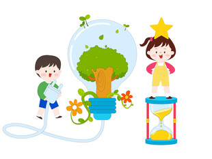 儿童学生保护环境绿色能源沙漏
