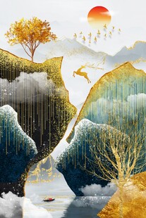 新中式山水玄关