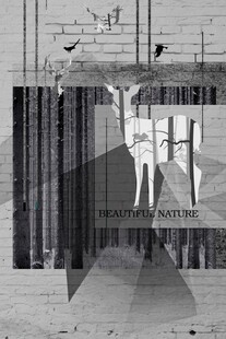 抽象麋鹿剪影画 