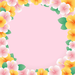 粉色小清新植物大朵花朵边框