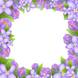 紫色小清新植物大朵花朵边框