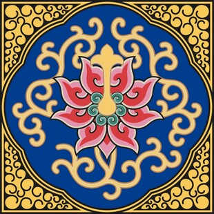 矢量图西番莲盒子彩绘