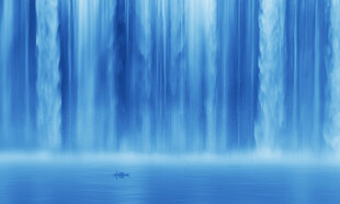 流水生财瀑布背景墙