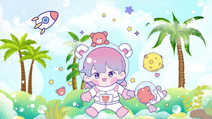 卡通女孩背景墙