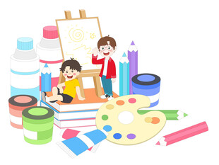 美术课彩色颜料铅笔画板学习文具