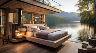 湖畔卧室享自然惬意时光