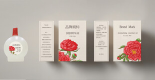 玫瑰主题护肤品包装展示