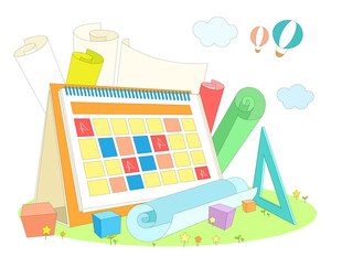 儿童计划表月历彩色卷纸学习工具