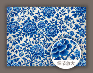 中式传统古典青花花纹图案