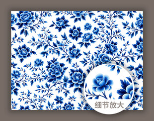 传统古典中式青花花纹图案