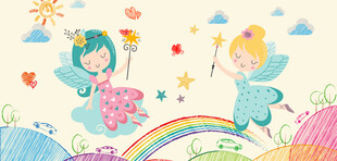 卡通小天使背景墙