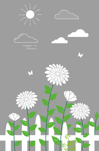 栅栏边的蒲公英与阳光