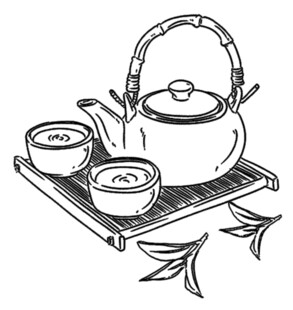茶水壶线稿茶艺矢量文件插画