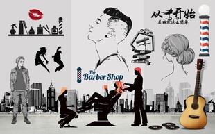 理发背景墙图片