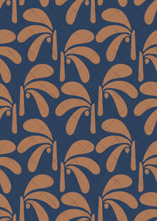 深蓝色底棕榈叶图案纹理
