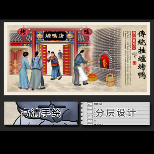 传统北京挂炉烤鸭古代店铺场景