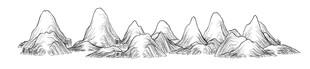 连绵群山黑白线条画