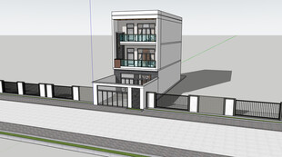 SU小面宽三层现代别墅模型