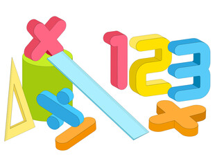 数学课彩色数字符号加减乘除