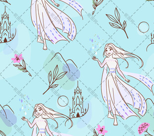 梦幻仙女花卉无缝图案